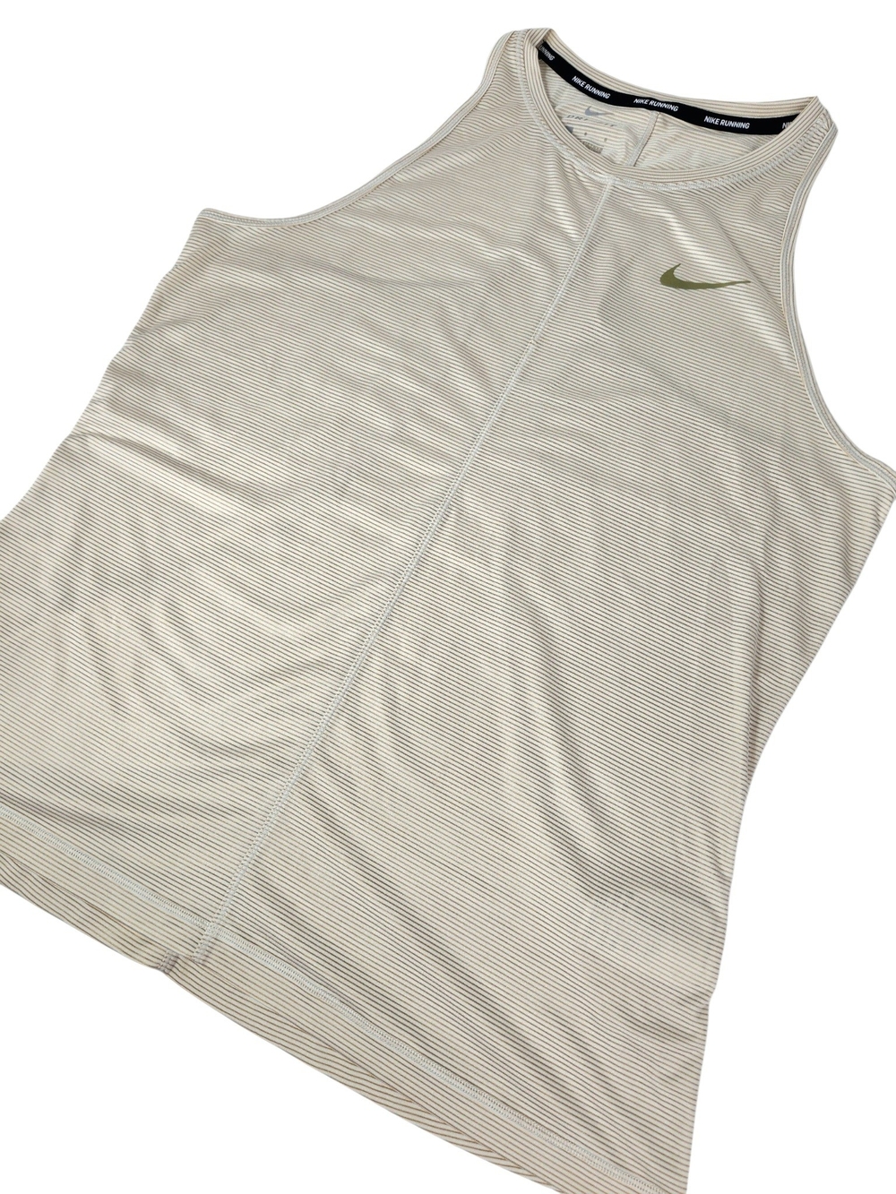 Nike Running Dri-FIT Tank Top Women's Large Cream Tan Stripe Racerback Athletic - Picture 10 of 15